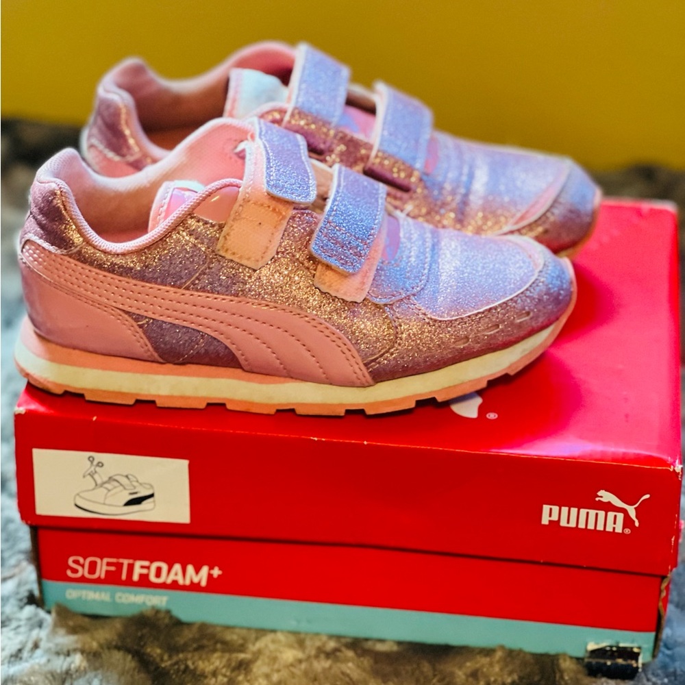 Girls Pink Glitz Puma Softfoam